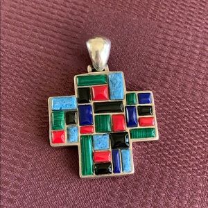 Sterling colorful cross pendant